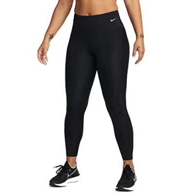 Image of NIKE DX0946 010 W NK DF Fast MR 7/8 TGHT NV Pants Women&#039;s Black/Reflective SILV Size S