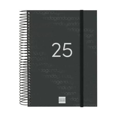 Image of Finocam Spiral Agenda Year 2025 1 Day Page January December (12 months) Black Spanish