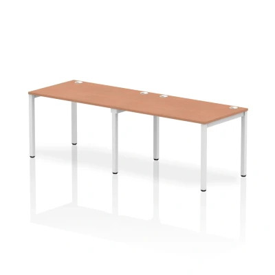 Image of Impulse Bench Single Row 2 Person 1200 White Frame Desk Beech