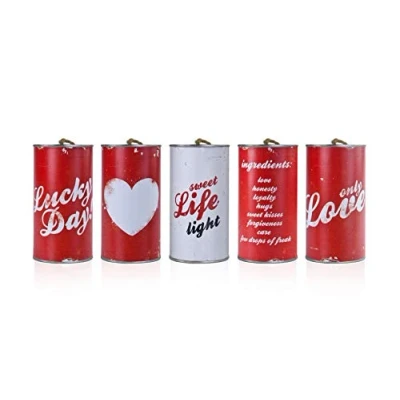 Image of PartyDeco Wedding Car Jars, Sheet, White, Red, 14 x 7 cm