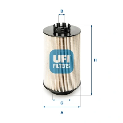 Image of 51125030061, 51125030063 Fuel Filter UFI 26.011.00 Insert MAN: TGX, TGL