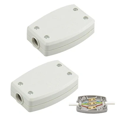 Image of 2 PCS 3 Terminal Electrical Junction Box Flex Connector 13A 250V Cable Joiner Core White Connectors Electric for Outdoor Lighting, Power and Automotive Wiring