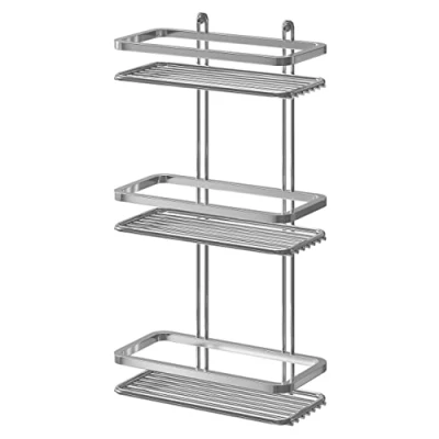 Image of Satina WIRE Triple Shelf Shower Basket Chrome 3 Tier by