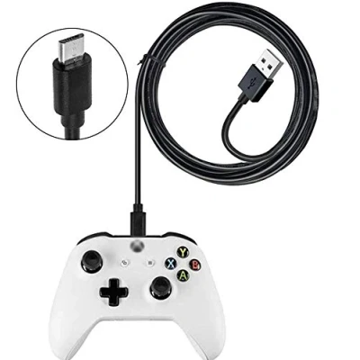 Image of Replacement Xbox One Charging Charger Cable,Play Charge Cord Compatible for One/Xbox S/Xbox Elite/Xbox X/Playstation 4/DualShock 4/PS4 Slim/PS4 Pro Controllers (Black 5FT)