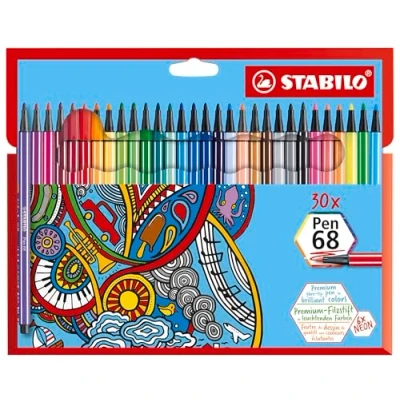 Image of Premium Fibre Tip Pen STABILO 68 Pack of 30 Assorted Colours