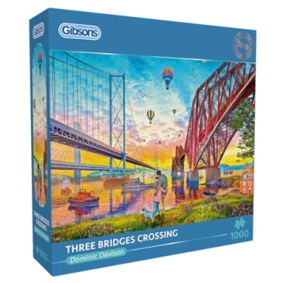Image of Gibsons Three Bridges Crossing 1000 Piece Jigsaw Puzzle Beautiful Colourful Scotland Sustainable for Adults Premium 100% Recycled Board Great Gift Games