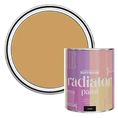 Image of Rust Oleum Yellow Heat Resistant Radiator Paint in Gloss Finish Dijon 750ml