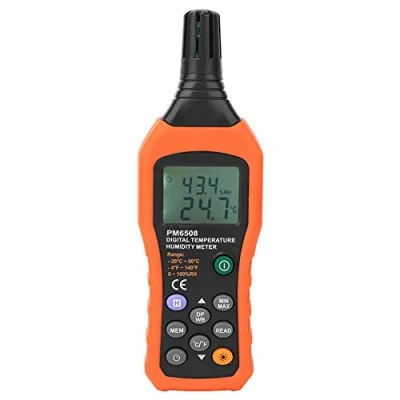 Image of Handheld Temperature Humidity Meter, MS6508 Digital and Meter with Dew Point Wet Bulb Hygrometer 99 Record Storage Capacity