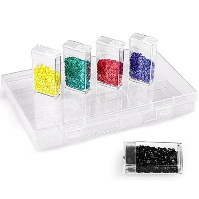 Image of Kurtzy Clear Plastic Bead Storage Organiser Box 12 Small Removable Compartment Containers with Lids for Diamond Dot Painting Beads, Jewellery, DIY Nail Art, Earrings, Glitter &amp; Embroidery