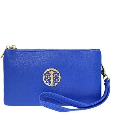Image of Long &amp; Son Women&#039;s Small Clutch, Wristlet, Shoulder,Cross Body Bags 3141 (Sapphire Blue)
