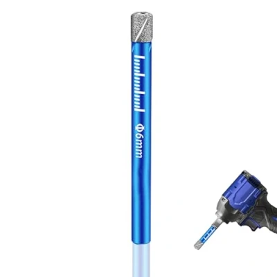 Image of Dry Diamond Drill Bit 6mm Tile Tipped Bits for Porcelain Tiles Glass with Wax Core All Purpose Drilling
