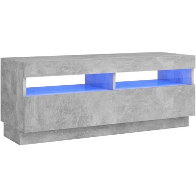 Image of vidaXL TV Cabinet Modern Concrete Grey Storage Unit with LED lights for Living Room or Bedroom, Engineered Wood, 100x35x40 cm