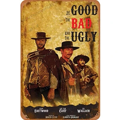 Image of Cimily the Good, Bad and Ugly poster Vintage Tin Sign Iron Painting Retro Metal Plaque Art Wall Decor 8x12 Inch