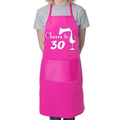 Image of Print4U 30th Birthday Apron Cheers to 30 Novelty Baking BBQ Cooking Pink