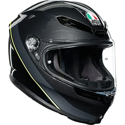 Image of AGV K6 MAX VISION MINIMAL GUNMETAL BLACK YELLOW FLUO FULL FACE HELMET S