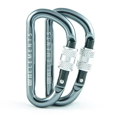 Image of GO!elements Aluminium D Shape Carabiner, Storm, Mini 6 with screw cap, 2 pack, Not for climbing