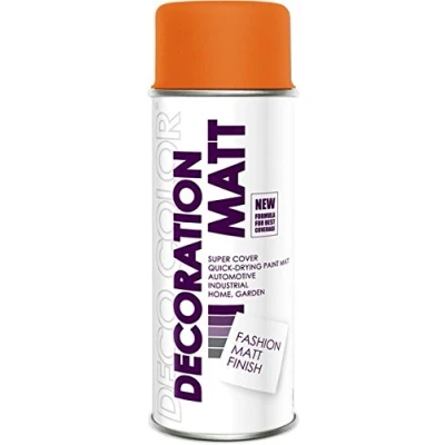 Image of DECO COLOR DECORATION_MATT UNIVERSAL SPRAY PAINT MULTI PURPOSE SATIN MATT FINISH ART CRAFT DECOR DIY (RAL 2004 Orange_matt)