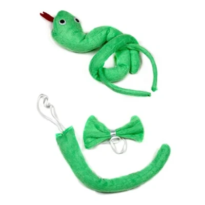 Image of Petitebelle Cutie Green Snake Headband Bowtie Tail 3pc Costume (Green Snake)