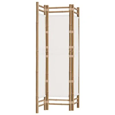 Image of vidaXL Bamboo and Canvas Privacy Screen Folding 3 Panel Room Divider for Living Room/Bedroom/Garden, Cream, 120x180 cm
