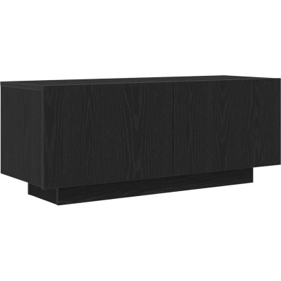 Image of vidaXL tv cabinet black oak media console with storage 100x35x40 cm rectangular design engineered wood for living room