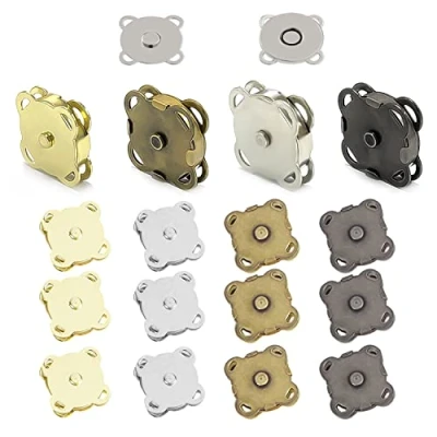 Image of Pack of 16 Magnetic Snap Buttons, Metal Button Clips for Clothing, Bags, Luggage, DIY Crafts