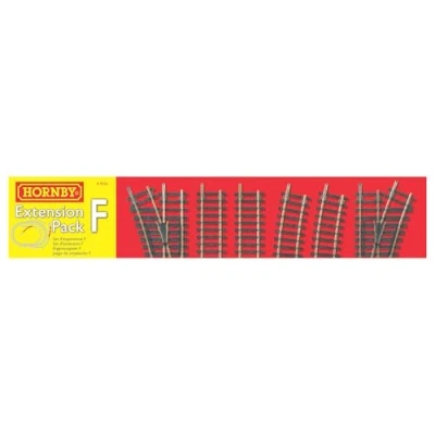 Image of Hornby R8226 OO Gauge Track Extension Pack F Extra Pieces for Model Railway Sets, Train Pieces, Includes Straights, Curves, LH Point, RH Point &amp; Buffer Stop Scale 1:76