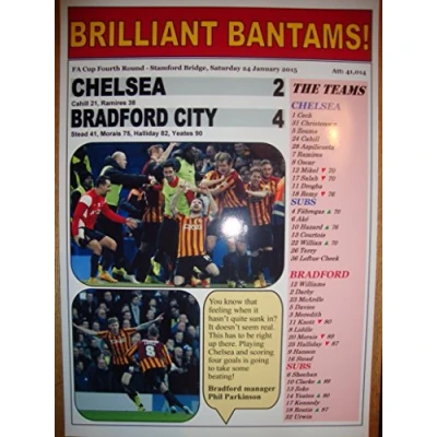 Image of Lilywhite Multimedia Chelsea 2 Bradford City 4 2015 FA Cup Fourth Round souvenir print