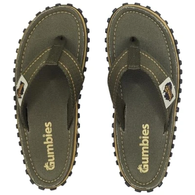 Image of Gumbies Islander Unisex Flip Flops, with Supersoft Cotton Toe Post and Durable Recycled Rubber Sole Comfort Guaranteed Classic Khaki 5