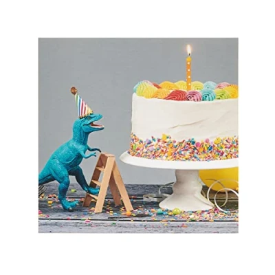 Image of UK Greetings Birthday Card For Him/Male/Friend With Envelope Cake &amp; Dinosaur Design