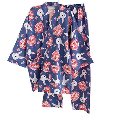 Image of OWLONLINE Pure Cotton Womens Japanese kimono Pajamas Suit Size L A18