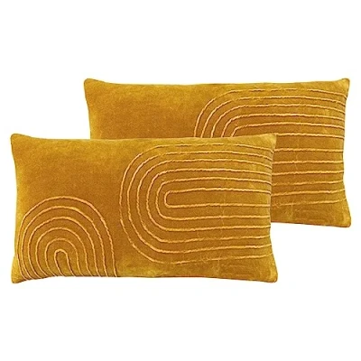 Image of furn. Mangata Feather Filled Cushions Twin Pack,Ochre,30 x 60cm