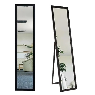 Image of BD ART Floor Standing Full Lenght Black Dressing Mirror 156 x 36 cm Wooden Framed Free Furniture for Bedroom, room, Living room
