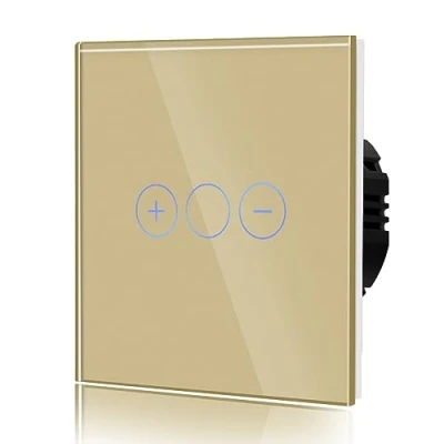 Image of BSEED Dimmer Switch for LED Lights Dimamble Lamp Required Tempered Glass Panel Wall Touch Light 1 Gang Way Gold