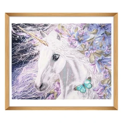 Image of Trimits Large Cross Stitch Kits Counted Embroidery Needlework for Adults Beginners Kids, Christmas Gifts Wall Art, (Frame Not Included) 14 Count, Unicorn