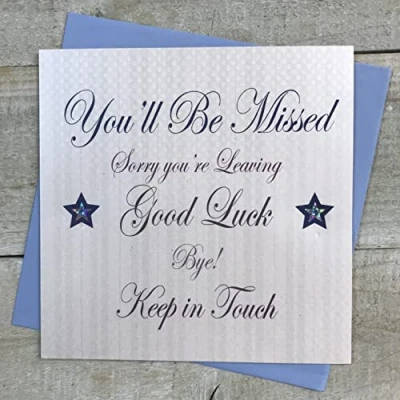 Image of WHITE COTTON CARDS Handmade Good Luck You&#039;ll Be Missed Leaving Card, PD185