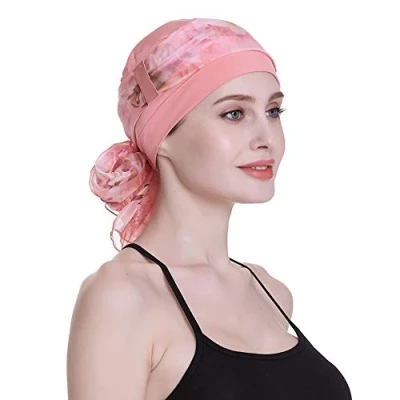 Image of FocusCare Coral Sleep Headwear for Chemo Women Dressy Scarf Headwraps Bonnet