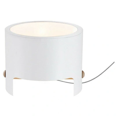 Image of Cube Table Lamp Wide 1x40W, White Metal, Wood