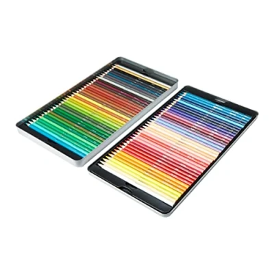 Image of Amazon Basics Coloured Pencils in Tin Box, Pack of 72 Assorted Colours