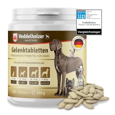 Image of Veddelholzer Joint Supplements for dogs Certified comparison winner Hip &amp; Care High Strength Dog all ages breeds with Glucosamine, Green lipped Mussel Omega3