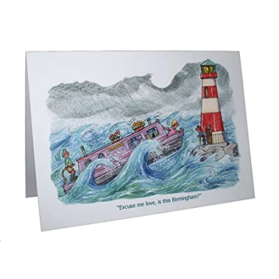Image of Narrowboats Narrow Boats Humour Cartoon A5 Funny Blank Greeting Card by Armand Foster
