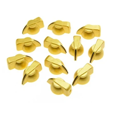 Image of Dopro Pack of 12 Flat Top Guitar Chicken Head Knob AMP Effect pointer Gold