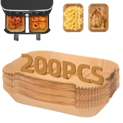 Image of FEEZOM 200PC Ninja Air Fryer Liners Disposable, Paper for Dual, Airfryer Food Grade Accessories AF300UK AF400UK, Salter, Other Dual
