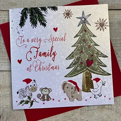 Image of WHITE COTTON CARDS F2 FAM&quot;&quot;to a Very Special Family&quot;&quot; Handmade Christmas Card&quot;,16 x 16 cm