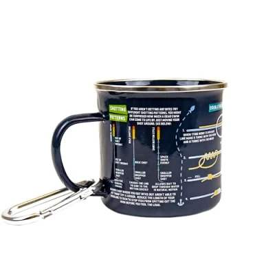 Image of Gift Republic Fishing Guide Enamel Mug &amp; Carabiner Outdoor Camping Durable Metal Coffee Cup Fisherman&#039;s Idea Hiking Kit Gardening 500 ml