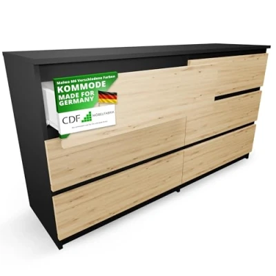 Image of CDF ASTER Large Drawer Dresser 6 drawers 138x40x77cm Scandinavian style