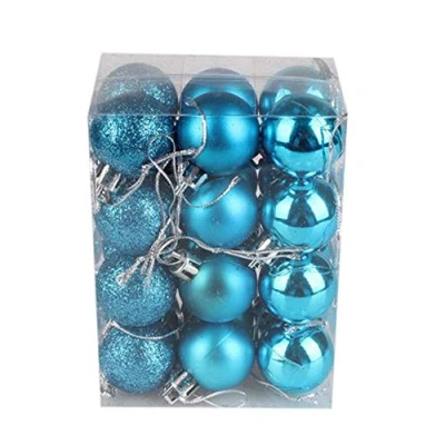 Image of 30mm/12Pcs Christmas Baubles Shatterproof Teal Blue, Tree Decorations Ball Ornaments Balls Xmas Hanging Holiday Decor Shiny,Matte,Glitter