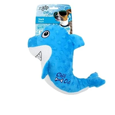 Image of ALL FOR PAWS Chill Out Summer Dog Toy, Cooling Outdoor Play Plush Toy Shark, Blue