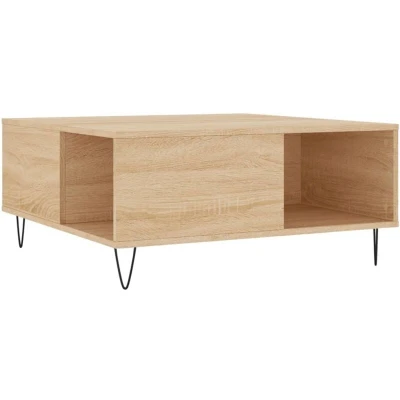 Image of vidaXL Coffee Table Sonoma Oak 80x80x36.5 cm Engineered Wood End Sofa