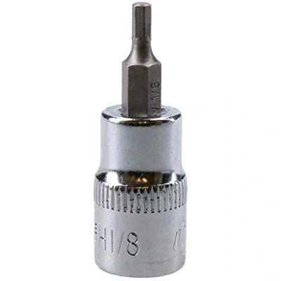 Image of 1/8&quot; Hex Key Socket/Bit 3/8&quot; Drive Imperial AF SAE 6 Sided Allen 48mm Cr V