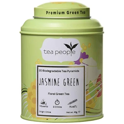 Image of Tea People Jasmine Green 20 Pyramids in Tin Caddy, JG 20TP